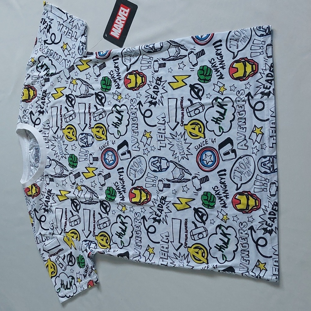 Marvel ‎ Cotton Avengers Youth boys T- shirt White size M